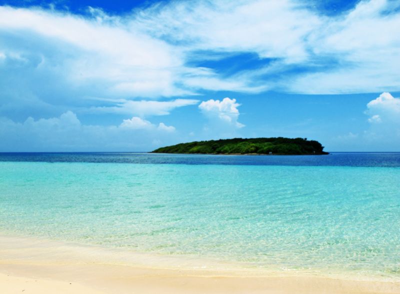 white sand and clear water